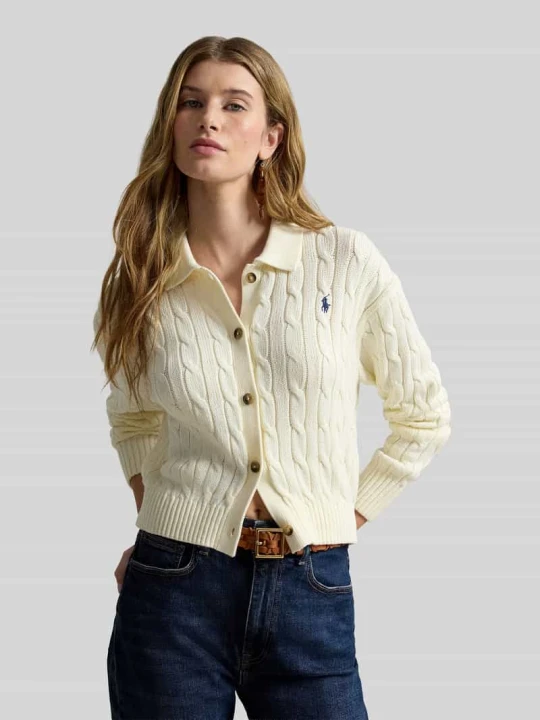 Zdjęcie produktu kardigan rozpinany w kroju regular fit z czystej bawełny Polo Ralph Lauren Złamany biały