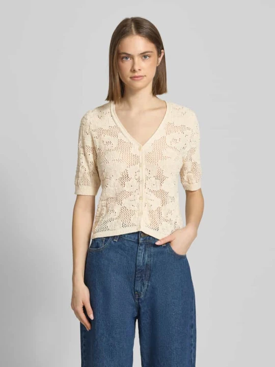 Zdjęcie produktu kardigan rozpinany w kroju regular fit z dodatkiem bawełny model 'CHLOE' Only Écru