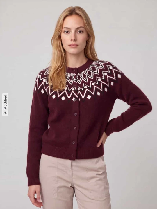 Zdjęcie produktu kardigan rozpinany w kroju regular fit z domieszką wełny model 'KARLA' Vero Moda Ciemnoczerwony