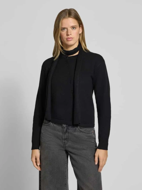 Zdjęcie produktu kardigan rozpinany w kroju regular fit z elastycznej mieszanki wełny model 'JANE' JJXX Czarny