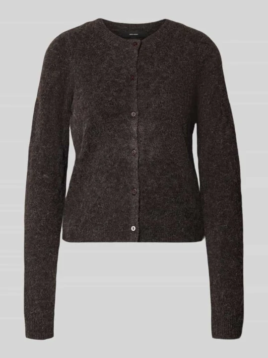 Zdjęcie produktu kardigan rozpinany w kroju regular fit z jednorzędową listwą guzikową model 'DOFFY' Vero Moda Czekoladowy