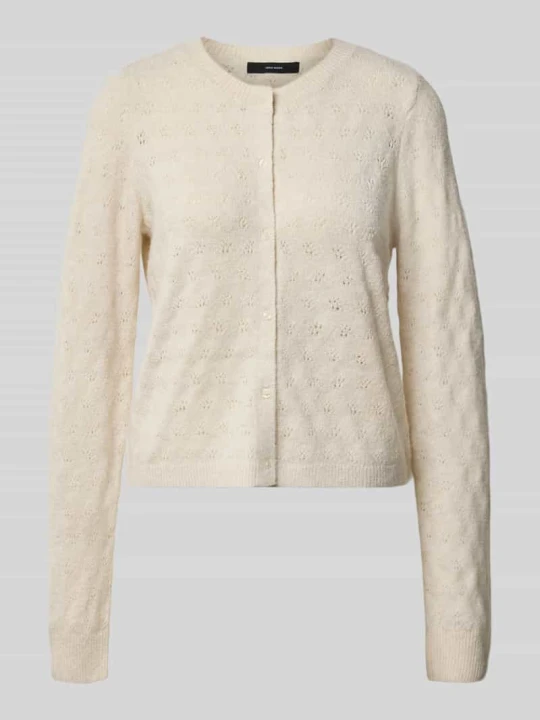 Zdjęcie produktu kardigan rozpinany w kroju regular fit z jednorzędową listwą guzikową model 'DOFFY' Vero Moda Écru
