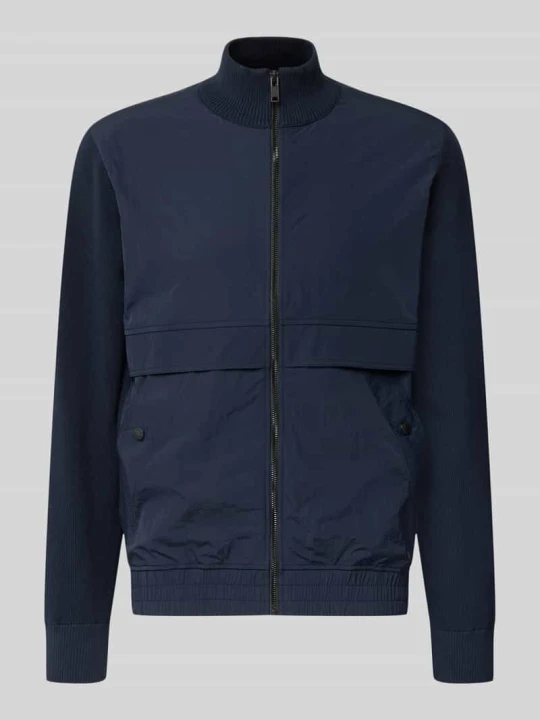 Zdjęcie produktu kardigan rozpinany w kroju regular fit z mieszanki bawełny model 'Kobello' Boss Granatowy