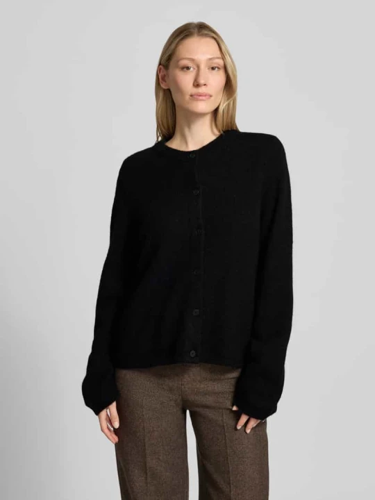 Zdjęcie produktu Kardigan rozpinany o kroju regular fit z mieszanki wełny z dodatkiem alpaki, model 'LULU NEW' Selected Czarny