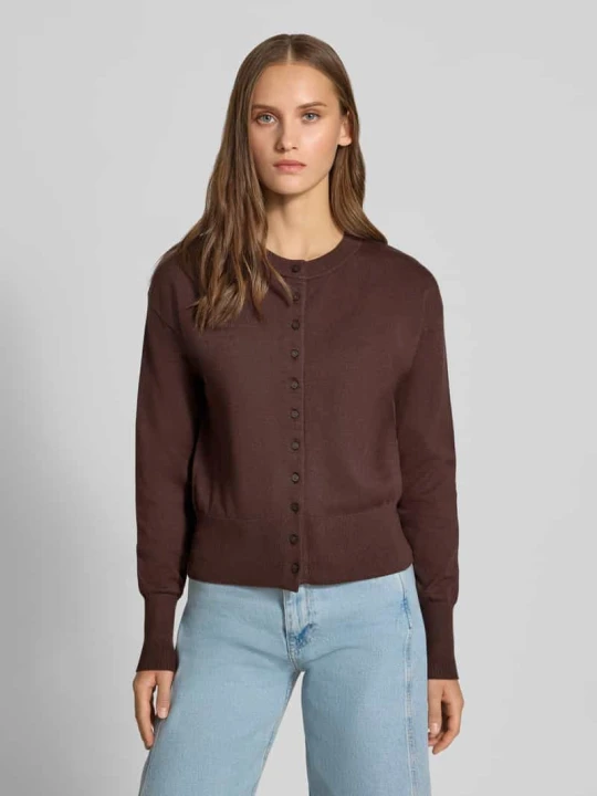 Zdjęcie produktu kardigan rozpinany w kroju regular fit z mieszanki wiskozy model 'MIO' Only Czekoladowy