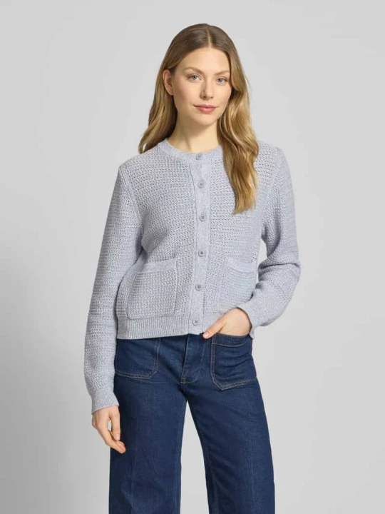 Zdjęcie produktu kardigan rozpinany w kroju regular fit z naszywanymi kieszeniami model 'Biaphy' Drykorn Jasnoniebieski