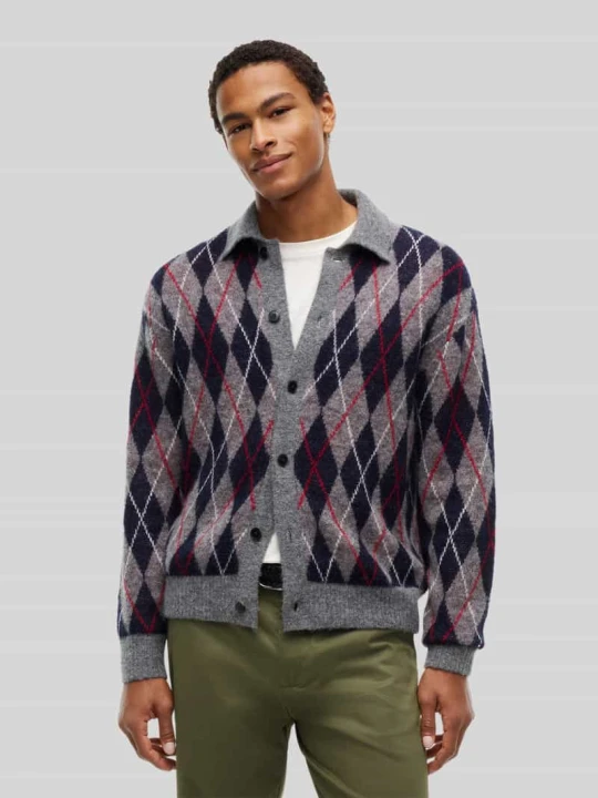 Zdjęcie produktu Kardigan rozpinany z alpaki z kołnierzykiem koszulowym Tommy Hilfiger Ciemnoszary