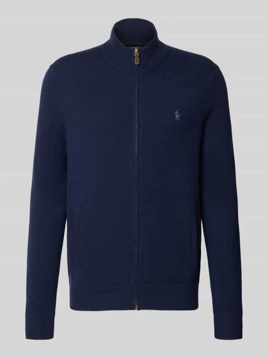 Zdjęcie produktu kardigan rozpinany z czystej wełny, krój regular fit Polo Ralph Lauren Granatowy