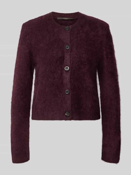 Zdjęcie produktu Kardigan rozpinany z kaszmiru z okrągłym dekoltem Windsor Bordowy