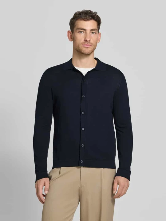 Zdjęcie produktu Kardigan rozpinany z kołnierzykiem polo model 'CAMICIA IN MAGLIA' MARKUP Granatowy