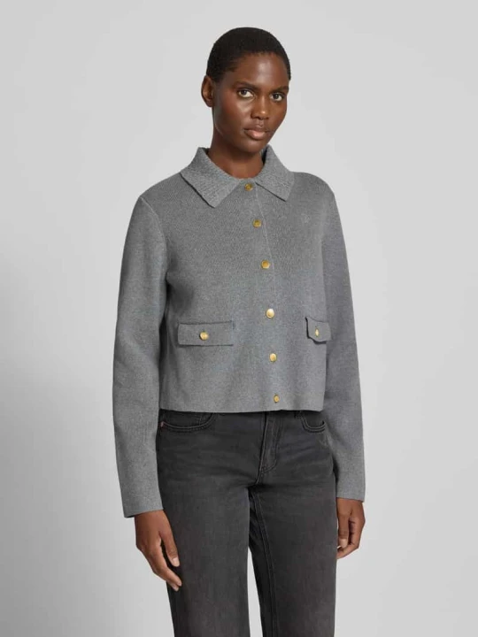 Zdjęcie produktu Kardigan rozpinany z mieszanki bawełny i wełny Tommy Hilfiger Ciemnoszary