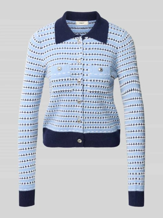 Zdjęcie produktu Kardigan rozpinany z mieszanki lnu z kołnierzykiem polo model 'GUALEM' Suncoo Jasnoniebieski