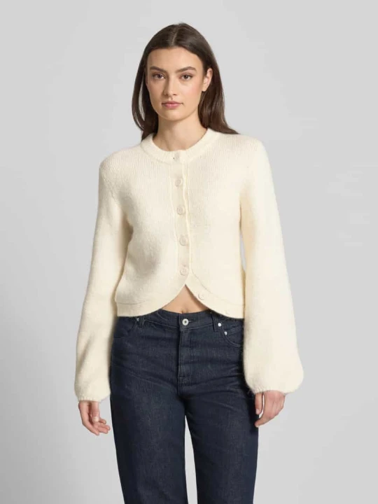Zdjęcie produktu kardigan rozpinany z okrągłym dekoltem model 'Ally' Gina Tricot Złamany biały