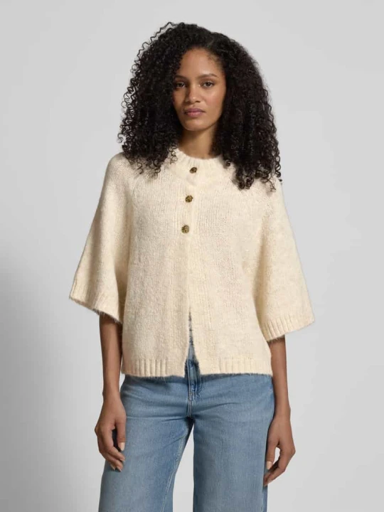 Zdjęcie produktu Kardigan rozpinany z rękaw o dł. 1/2 model 'Benutta Fluffy' NEO NOIR Złamany biały