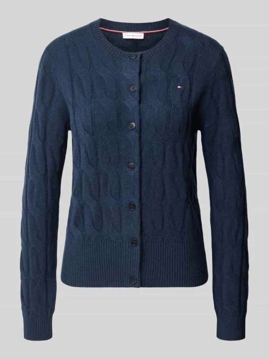 Zdjęcie produktu Kardigan rozpinany z wełny z detalem z logo Tommy Hilfiger Granatowy