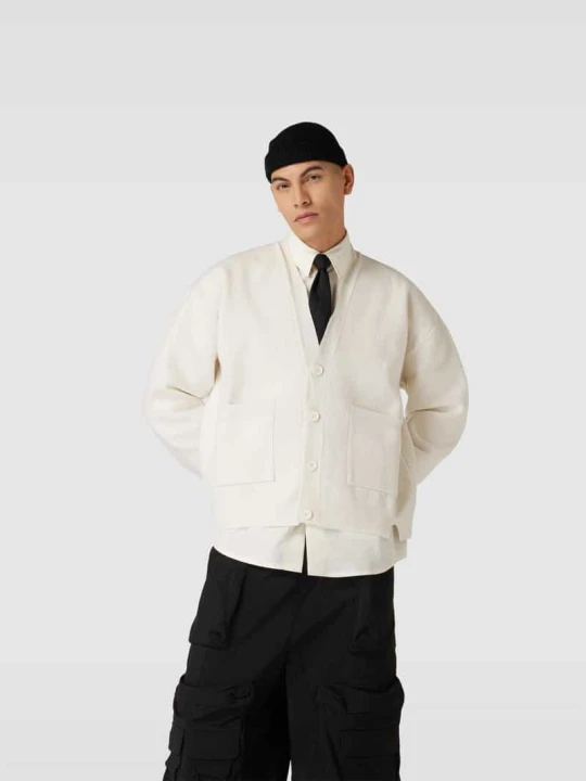 Zdjęcie produktu Kardigan rozpinany z wpuszczanymi kieszeniami MM6 Maison Margiela Złamany biały