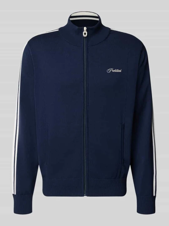Zdjęcie produktu Kardigan rozpinany z wyhaftowanym logo model 'VARSITY' PROHIBITED Granatowy