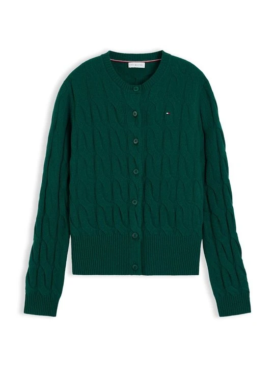 Zdjęcie produktu Kardigan Tommy Hilfiger ciemnozielony