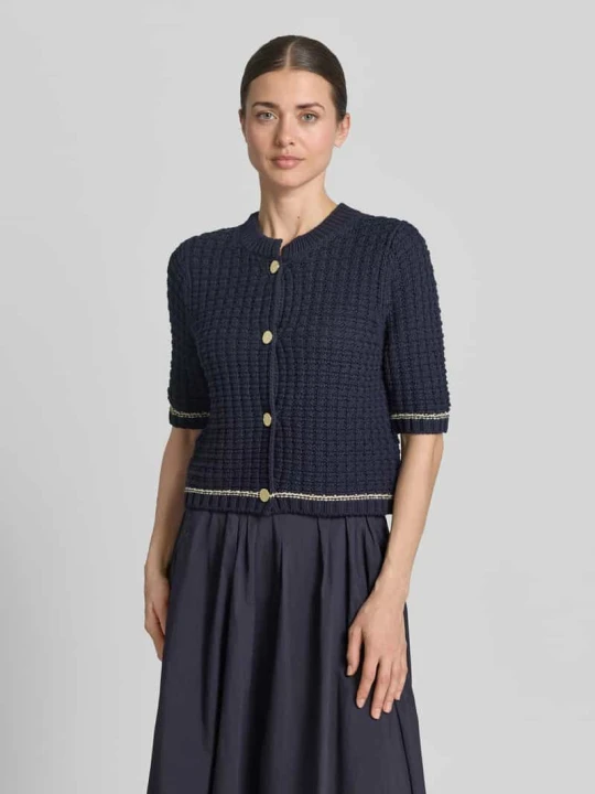 Zdjęcie produktu Kardigan w dzianinowej optyce, krój slim fit ROBE LÉGÈRE Granatowy