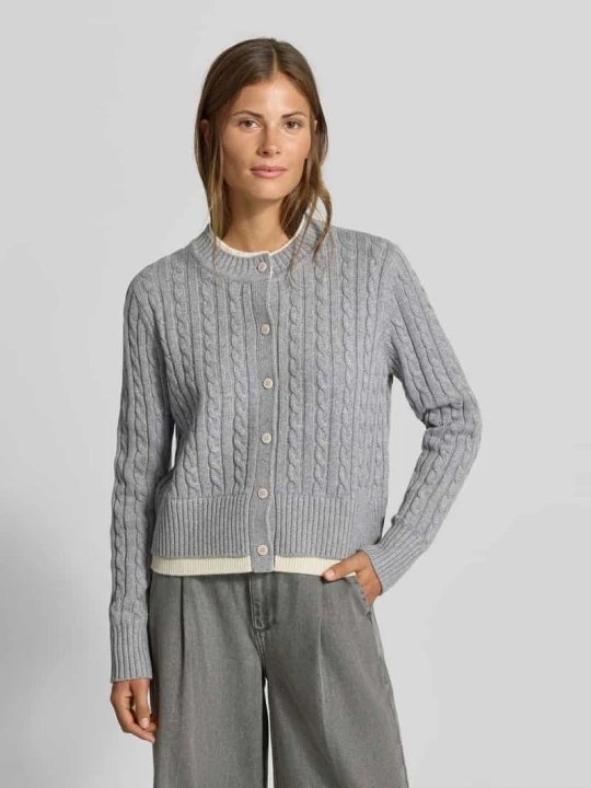 Zdjęcie produktu kardigan w kroju regular fit z dodatkiem wełny w imitacji dzianiny MYON Średnioszary melanż