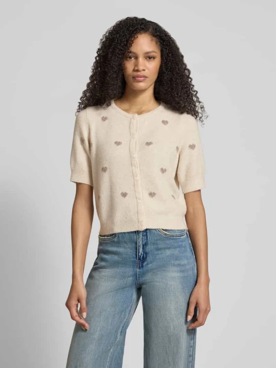 Zdjęcie produktu Kardigan w kroju slim fit z intarsjami model 'DOFFY INTARSIA' Vero Moda Beżowy