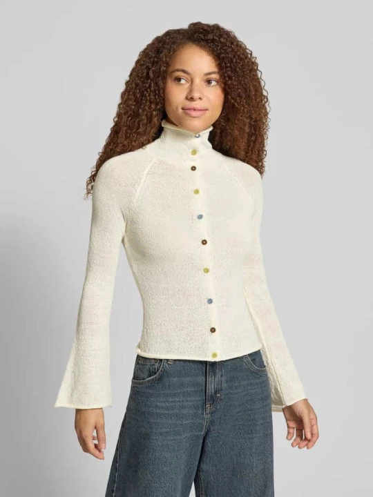 Zdjęcie produktu kardigan w kroju slim fit ze zrolowanym brzegiem model 'FOLKLORE' Daisy Street Biały