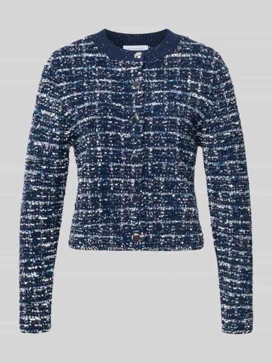 Zdjęcie produktu Kardigan w stylu bouclé z listwą guzikową Rich & Royal Granatowy