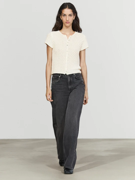 Zdjęcie produktu Kardigan Z Dzianiny Szydełkowej - Surowy - Massimo Dutti - Female