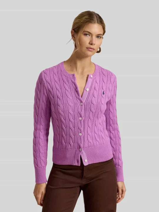 Zdjęcie produktu Kardigan z dzianiny z czystej bawełny, krój slim fit Polo Ralph Lauren Mocnoróżowy
