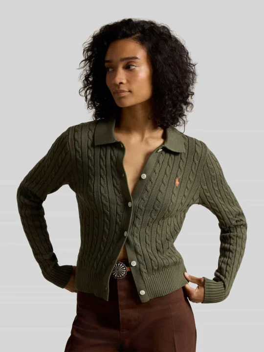 Zdjęcie produktu Kardigan z dzianiny z czystej bawełny, krój slim fit Polo Ralph Lauren Oliwkowy