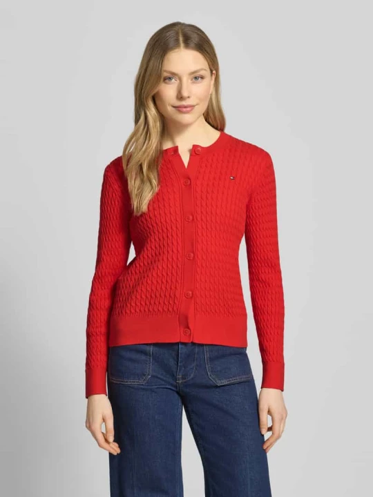 Zdjęcie produktu Kardigan z dzianiny z czystej bawełny, krój slim fit Tommy Hilfiger Czerwony