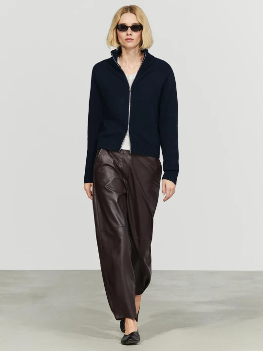 Zdjęcie produktu Kardigan Z Dzianiny Z Zamkiem Ze 100% Kaszmiru - Granatowy - Massimo Dutti - Female