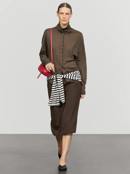 Zdjęcie produktu Kardigan Z Golfem I Guzikami - Khaki - Massimo Dutti - Female