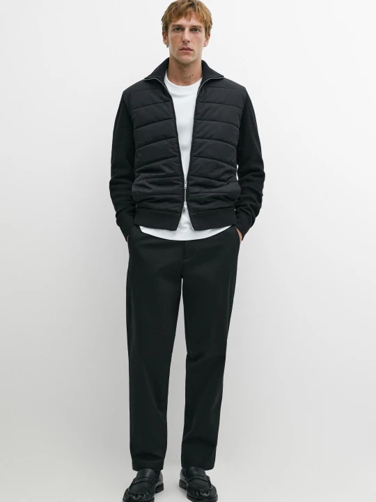 Zdjęcie produktu Kardigan Z Golfem Z Materiałów Łączonych - Czarny - Massimo Dutti - Male