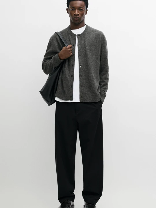 Zdjęcie produktu Kardigan Z Guzikami, 100% Wełna - Brudnoszary - Massimo Dutti - Male