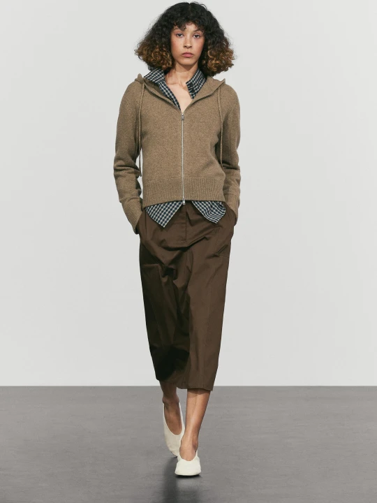Zdjęcie produktu Kardigan Z Kapturem Z Mieszanki Wełny - Zielonkawy - Massimo Dutti - Female