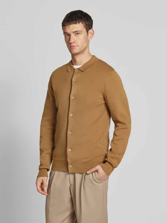 Zdjęcie produktu Kardigan z kołnierzykiem polo model ‘WILLY’ Casual Friday Camel