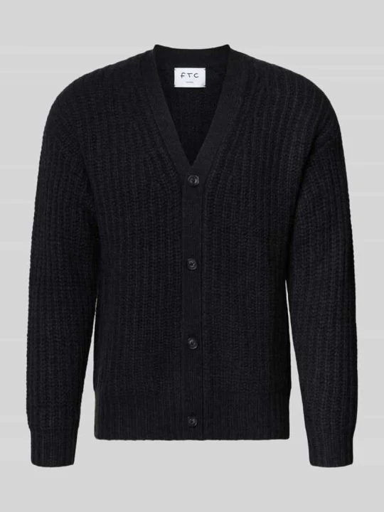 Zdjęcie produktu Kardigan z mieszanki kaszmiru z dekoltem w serek FTC Cashmere Ciemnoszary
