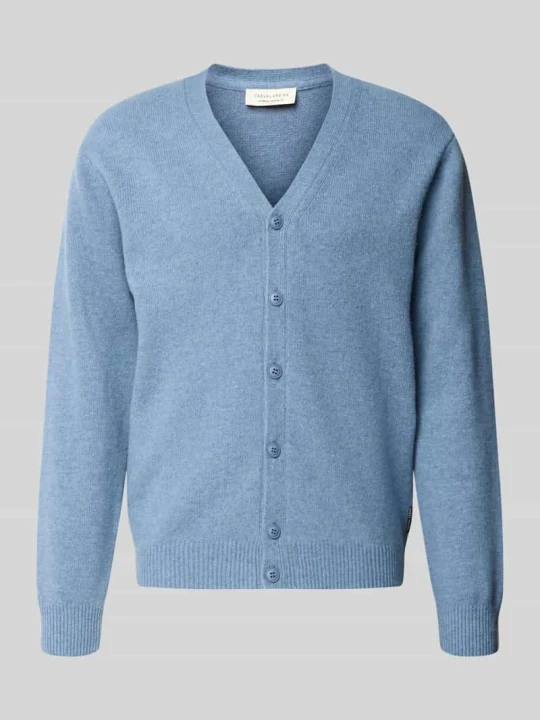 Zdjęcie produktu Kardigan z mieszanki wełny z dekoltem w serek model 'KARL' Casual Friday Błękitny