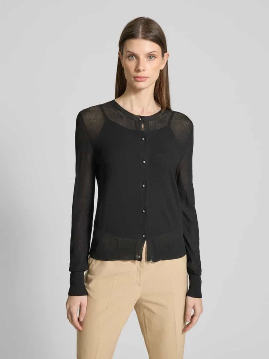 Zdjęcie produktu Kardigan z okrągłym dekoltem model ‘CORINTO’ Max Mara Czarny