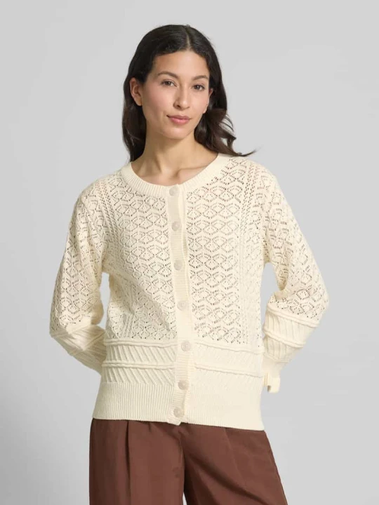 Zdjęcie produktu Kardigan z okrągłym dekoltem model ‘NAJO’ B.Young Złamany biały