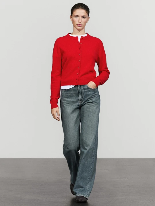Zdjęcie produktu Kardigan Z Ozdobnymi Guzikami - Czerwony - Massimo Dutti - Female