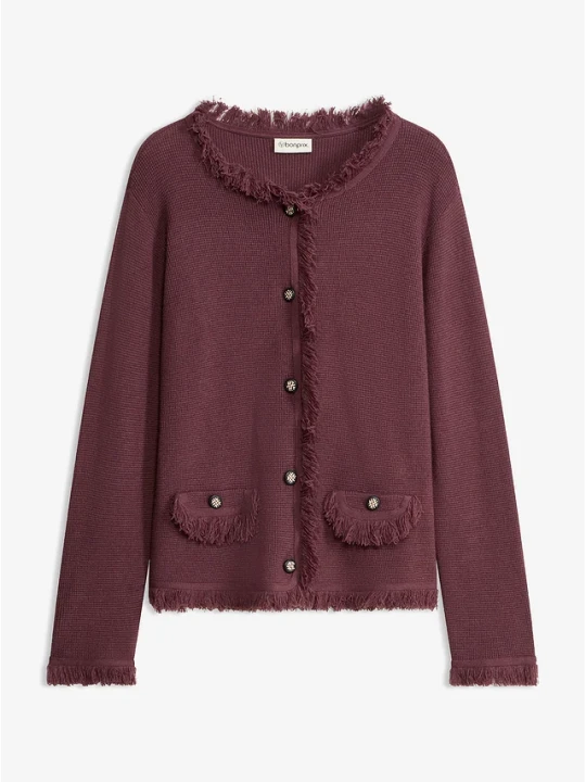Zdjęcie produktu Kardigan z przędzy boucle BonPrix fioletowy