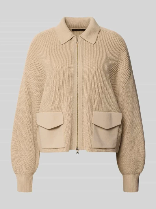 Zdjęcie produktu Kardigan z wełny dziewiczej z kieszeniami z patkami Windsor Beżowy