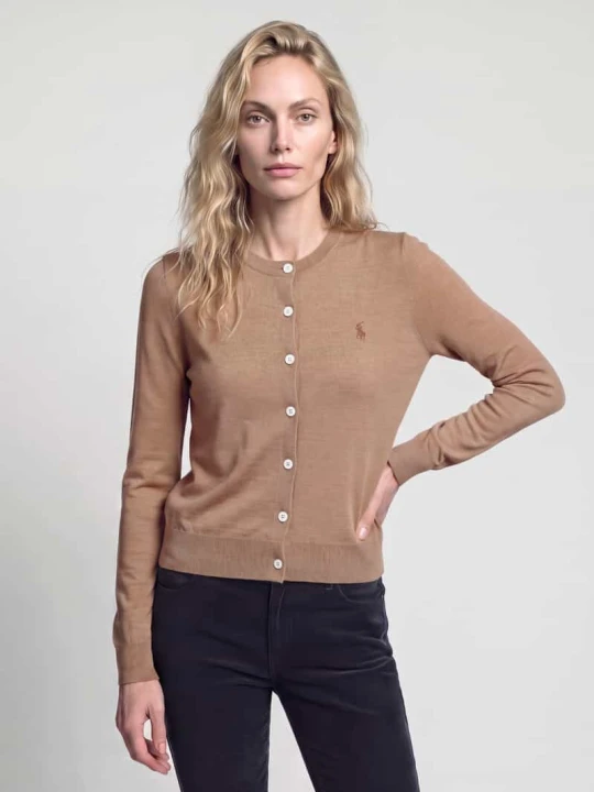 Zdjęcie produktu Kardigan z wełny z wyhaftowanym logo Polo Ralph Lauren Camel