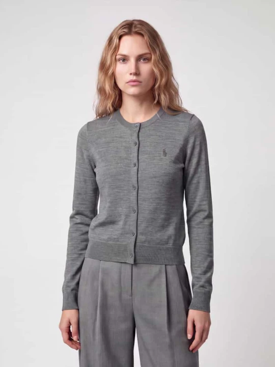 Zdjęcie produktu Kardigan z wełny z wyhaftowanym logo Polo Ralph Lauren Średnioszary