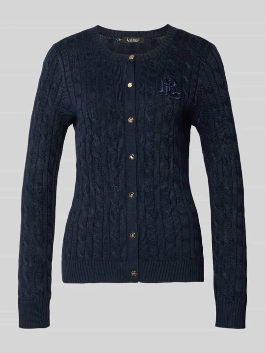 Zdjęcie produktu kardigan z wyhaftowanym logo Lauren Ralph Lauren Granatowy