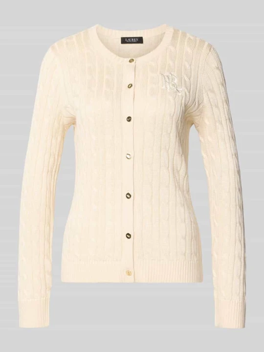 Zdjęcie produktu kardigan z wyhaftowanym logo Lauren Ralph Lauren Złamany biały
