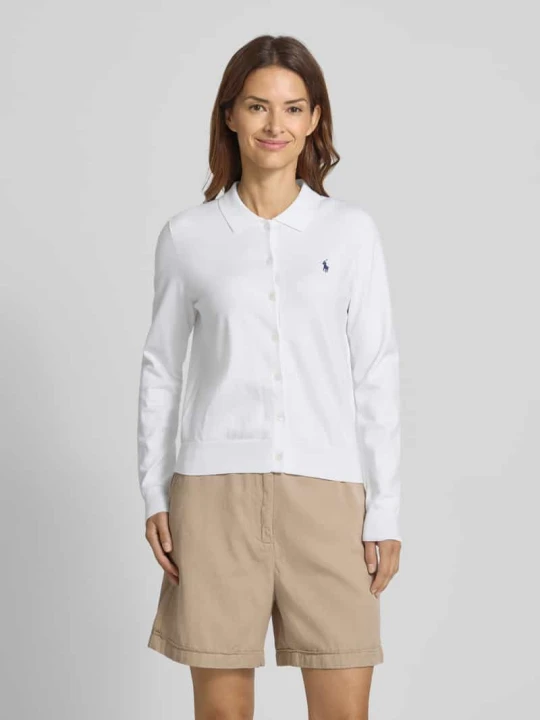 Zdjęcie produktu Kardigan z wykładanym kołnierzem i wyhaftowanym logo Polo Ralph Lauren Biały