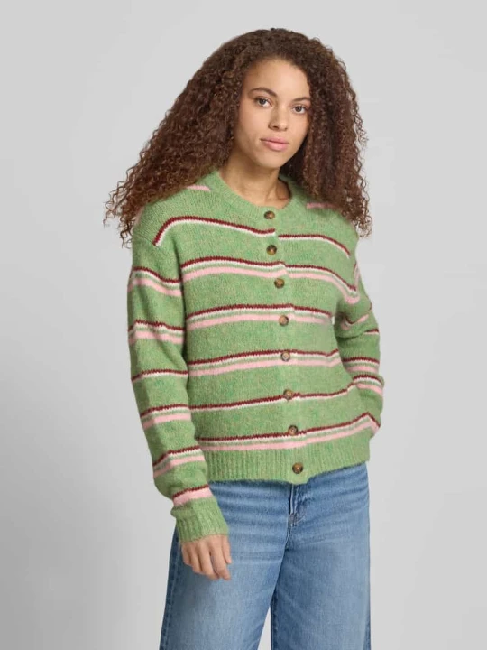Zdjęcie produktu Kardigan z wzorem w paski model 'CARO' Topshop Jasnozielony melanż